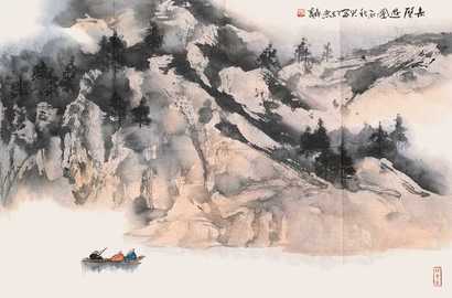 崔森茂 赤壁夜游 镜心
